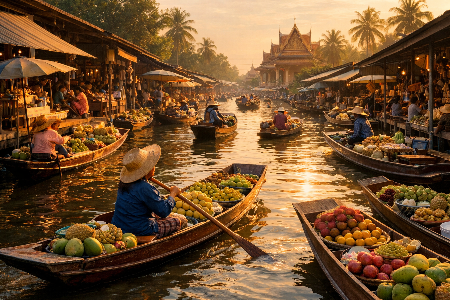 Damnoen Saduak Floating Market & Railway Market